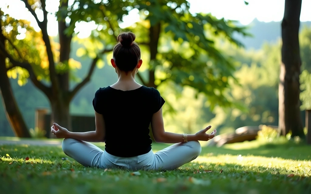 Persona meditando en la naturaleza